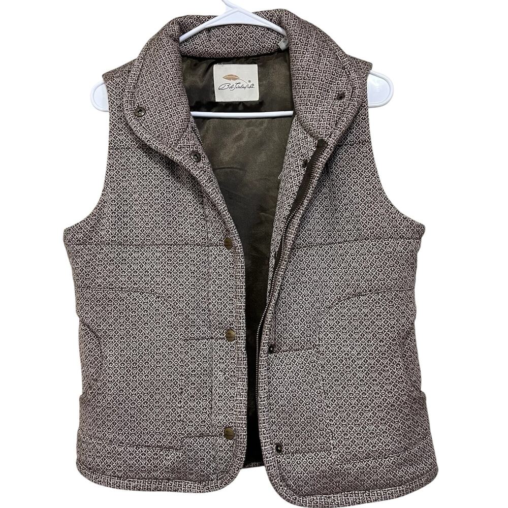 Bob Timberlake Vest Womens Medium Brown Quilted Zip Snap Front Outdoor